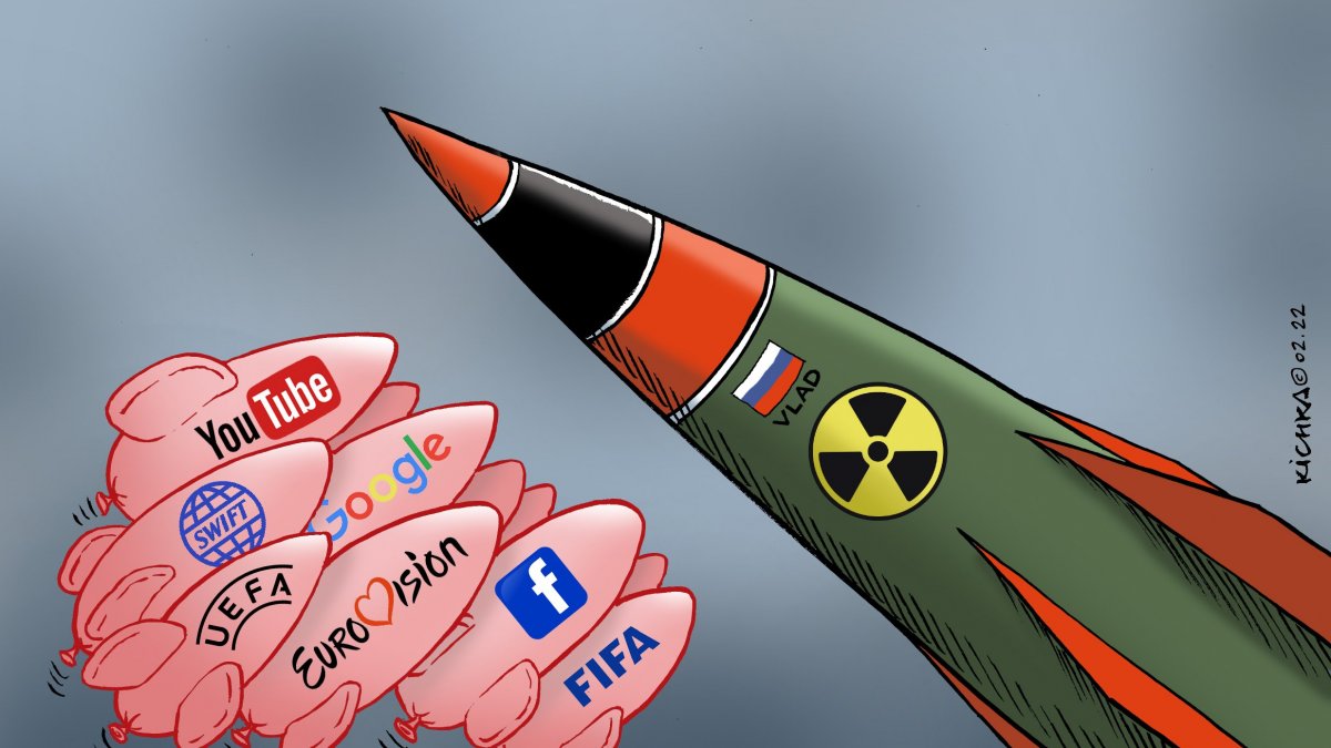 Rusya'ya uygulanan yaptırımları ti'ye alan karikatür