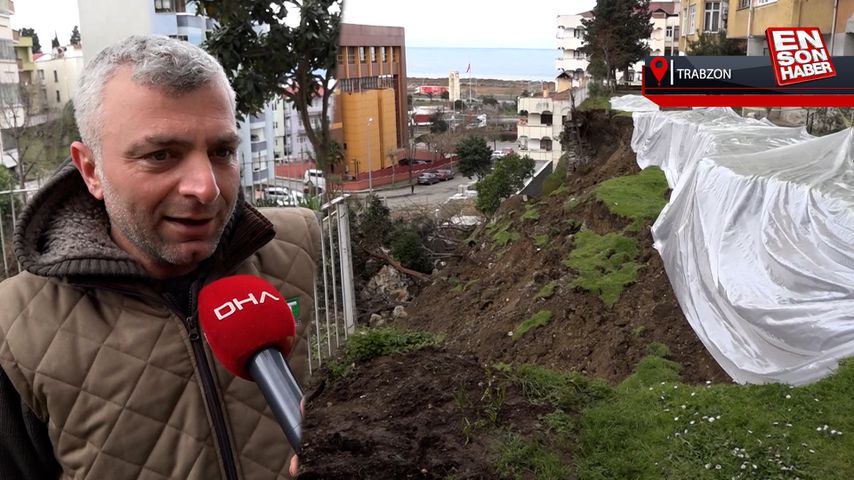 Trabzon’da heyelanı önlemek için toprağa naylon serdiler