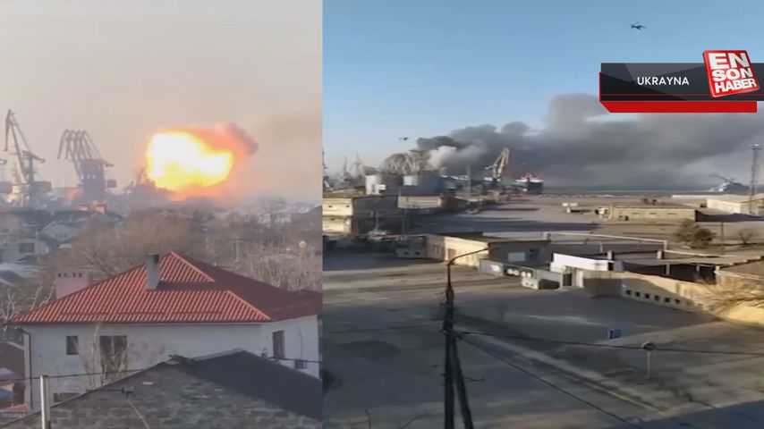 Ukrayna Berdyansk’ta Rus çıkarma gemisini vurdu