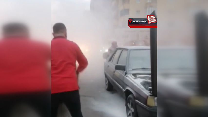 Zonguldak’ta önünü göremeyen sürücü yanan araca çarptı